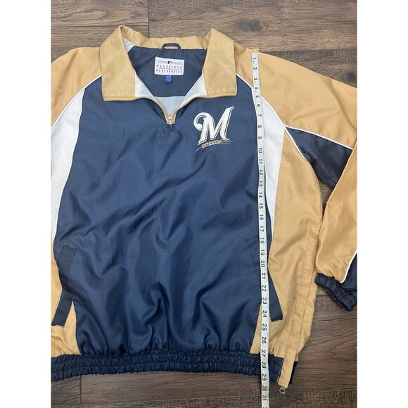 Vintage Milwaukee Brewers Windbreaker Mens XL MLB Baseball Team Jacket Logo Y2K - Picture 6 of 7